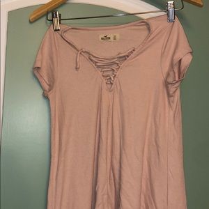 Pink V Neck Shirt Lace Hollister Cute Top